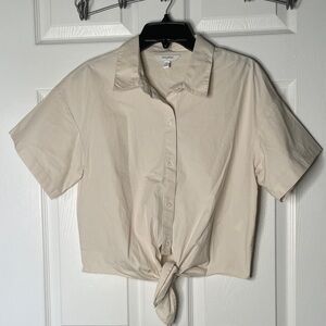 Banana Republic Button-Down Tie Front Short Sleeve Blouse Shirt